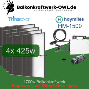 1500W Balkonkraftwerk Solaranlage Photovoltaik mit Hoymiles Wechselrichter  HM1500 0%